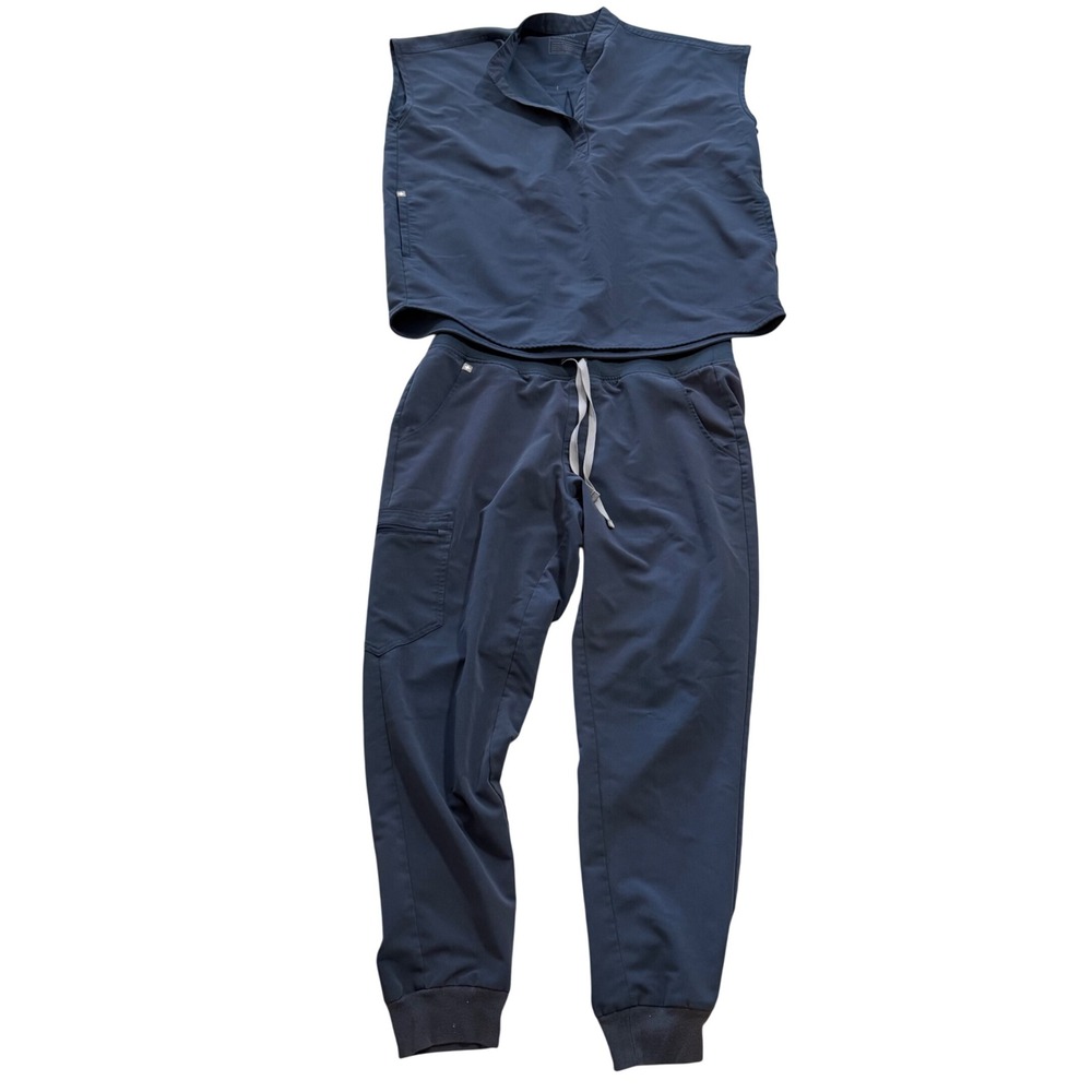 FIGS Dark Harbor Lmtd ed Scrub Set Rafaela Top M Zamora Jogger Pants L some wear